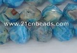 CAG9959 15.5 inches 10mm faceted nuggets blue crazy lace agate beads