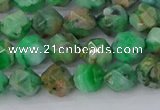 CAG9963 15.5 inches 6mm faceted nuggets green crazy lace agate beads