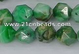 CAG9965 15.5 inches 10mm faceted nuggets green crazy lace agate beads