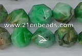 CAG9966 15.5 inches 12mm faceted nuggets green crazy lace agate beads