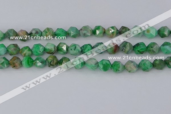 CAG9966 15.5 inches 12mm faceted nuggets green crazy lace agate beads