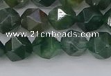 CAG9970 15.5 inches 8mm faceted nuggets moss agate beads