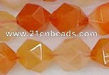 CAG9978 15.5 inches 12mm faceted nuggets red agate beads