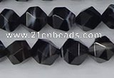 CAG9982 15.5 inches 8mm faceted nuggets black line agate beads