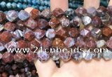 CAG9989 15.5 inches 10mm faceted nuggets red lightning agate beads