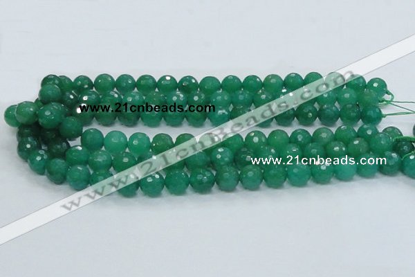 CAJ05 15.5 inches 12mm faceted round green aventurine jade beads