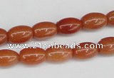 CAJ150 15.5 inches 8*12mm rice red aventurine jade beads