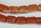 CAJ151 15.5 inches 10*13mm cuboid red aventurine jade beads