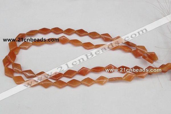 CAJ153 15.5 inches 10*15mm rhombic red aventurine jade beads