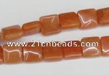 CAJ154 15.5 inches 10*10mm square red aventurine jade beads