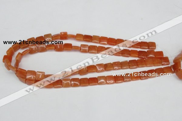 CAJ154 15.5 inches 10*10mm square red aventurine jade beads