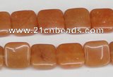 CAJ155 15.5 inches 12*12mm square red aventurine jade beads