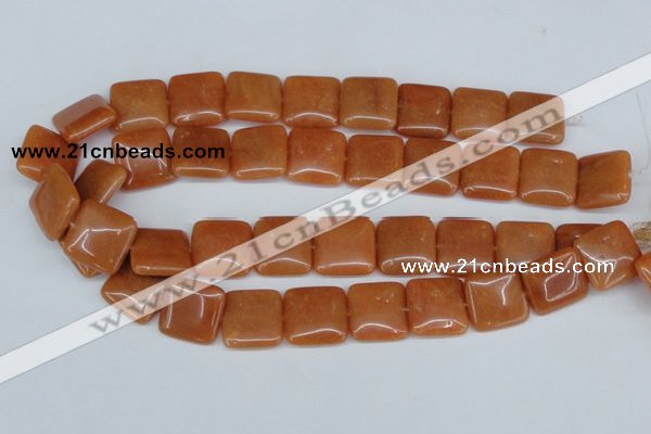 CAJ156 15.5 inches 20*20mm square red aventurine jade beads