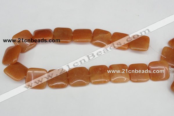 CAJ157 15.5 inches 25*25mm square red aventurine jade beads