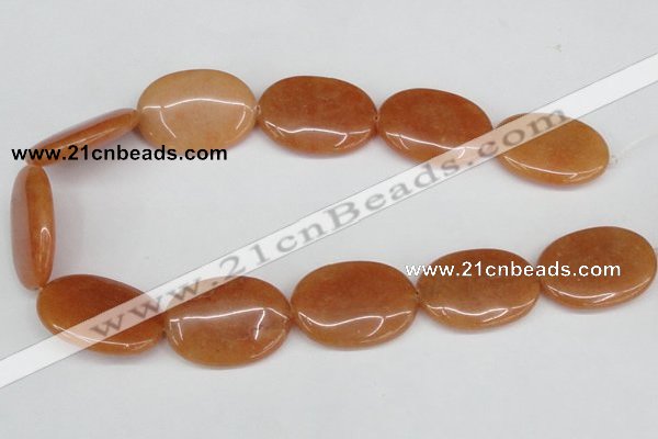 CAJ163 15.5 inches 25*35mm oval red aventurine jade beads