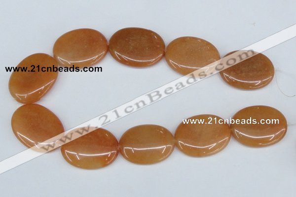 CAJ164 15.5 inches 30*45mm oval red aventurine jade beads