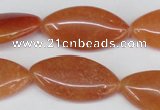 CAJ165 15.5 inches 15*30mm marquise red aventurine jade beads