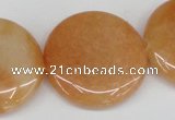 CAJ167 15.5 inches 30mm flat round red aventurine jade beads