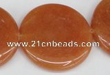 CAJ169 15.5 inches 35mm flat round red aventurine jade beads