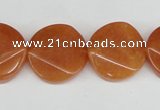 CAJ170 15.5 inches 20mm faceted coin red aventurine jade beads