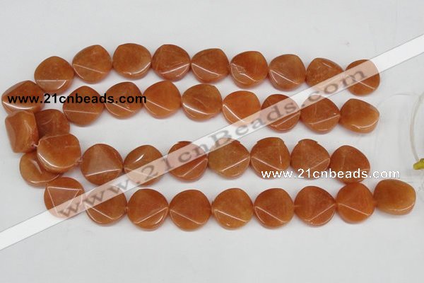 CAJ170 15.5 inches 20mm faceted coin red aventurine jade beads