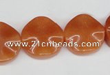 CAJ171 15.5 inches 20mm wavy coin red aventurine jade beads