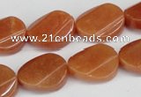 CAJ172 15.5 inches 13*18mm twisted oval red aventurine jade beads