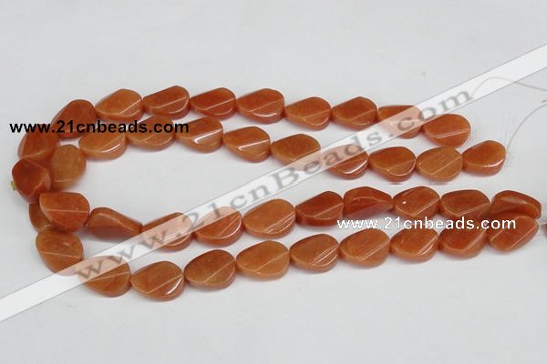 CAJ172 15.5 inches 13*18mm twisted oval red aventurine jade beads