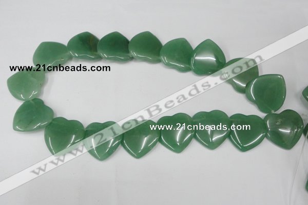 CAJ305 Top-drilled 28*28mm heart green aventurine jade beads