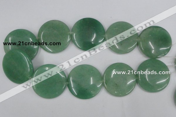 CAJ306 15.5 inches 40mm flat round green aventurine jade beads