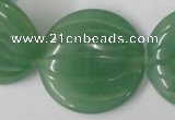 CAJ307 15.5 inches 35mm carved coin green aventurine jade beads