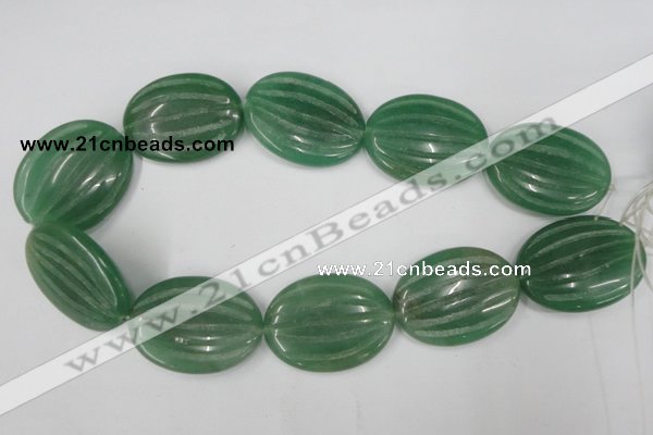 CAJ308 15.5 inches 30*40mm carved oval green aventurine jade beads