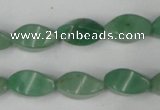 CAJ310 15.5 inches 8*16mm twisted tetrahedron green aventurine jade beads