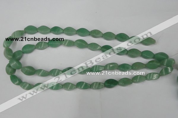 CAJ310 15.5 inches 8*16mm twisted tetrahedron green aventurine jade beads