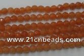 CAJ360 15.5 inches 4mm faceted round red aventurine beads wholesale