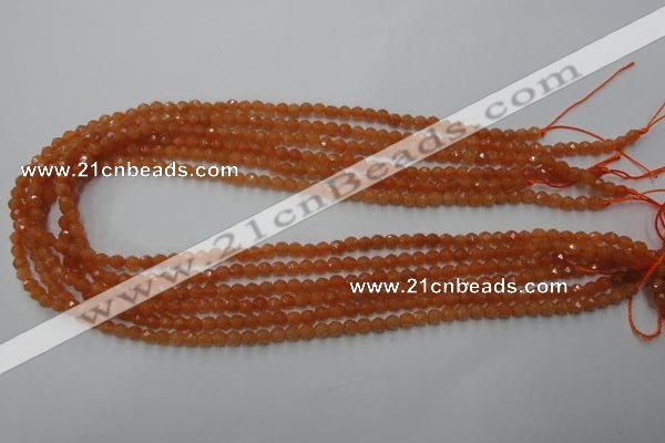 CAJ360 15.5 inches 4mm faceted round red aventurine beads wholesale