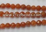 CAJ361 15.5 inches 6mm faceted round red aventurine beads wholesale