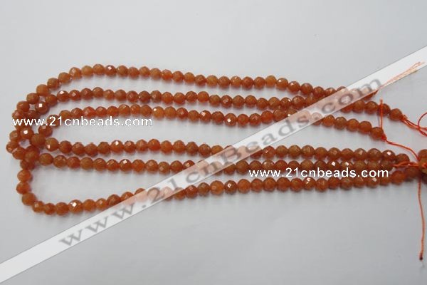 CAJ361 15.5 inches 6mm faceted round red aventurine beads wholesale