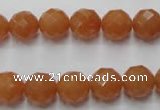 CAJ363 15.5 inches 10mm faceted round red aventurine beads wholesale