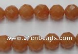 CAJ363 15.5 inches 10mm faceted round red aventurine beads wholesale