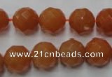 CAJ365 15.5 inches 14mm faceted round red aventurine beads wholesale