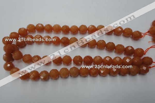 CAJ365 15.5 inches 14mm faceted round red aventurine beads wholesale