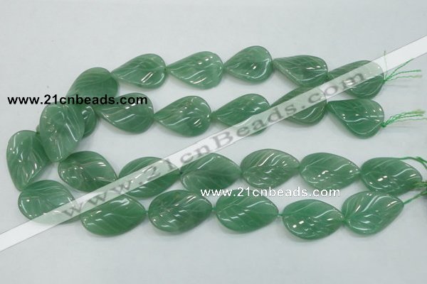 CAJ57 15.5 inches 22*30mm twisted leaf green aventurine jade beads