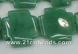 CAJ58 15.5 inches 25*25mm cross green aventurine jade beads wholesale