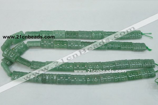 CAJ59 15.5 inches 13*18mm flat bamboo green aventurine jade beads