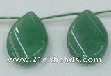 CAJ62 Top-drilled 22*30mm twisted teadrop green aventurine jade beads