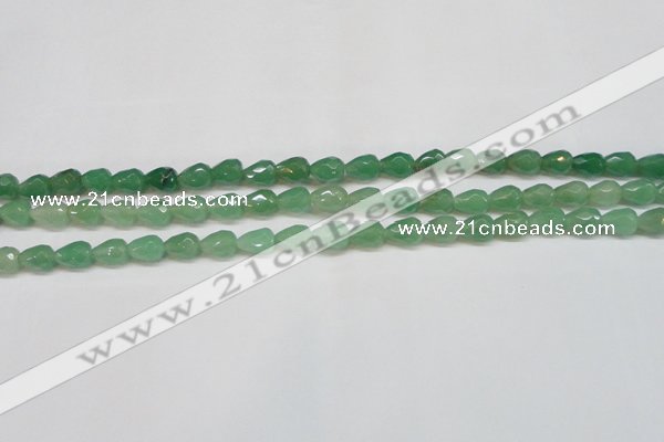 CAJ638 15.5 inches 8*10mm faceted teardrop green aventurine beads