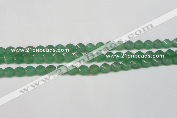 CAJ664 15.5 inches 8*10mm twisted rice green aventurine beads