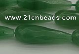 CAJ708 15.5 inches 10*30mm faceted teardrop green aventurine beads