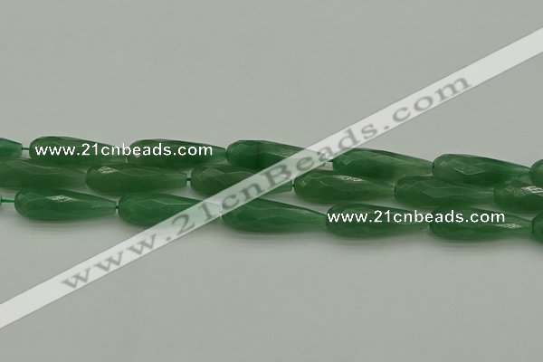 CAJ708 15.5 inches 10*30mm faceted teardrop green aventurine beads